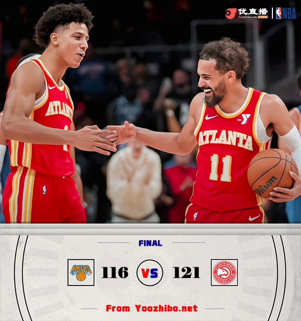 老鹰121-116力克尼克斯 里萨谢新高33分 约翰逊23+15+7 唐斯34+16