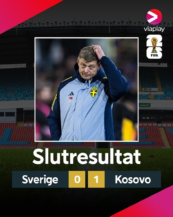 瑞典主场0-1再负科索沃遭双杀,4轮1分垫底,主帅托马森濒临下课