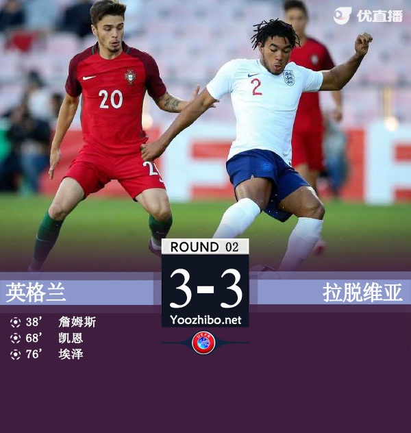 英格兰3-0拉脱维亚2连胜领跑 詹姆斯圆月弯刀凯恩埃泽建功