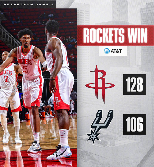 <a href=/lanqiugengduo/rockets/ target=_blank class=infotextkey>火箭</a>128-106轻取<a href=/lanqiugengduo/spurs/ target=_blank class=infotextkey>马刺</a>