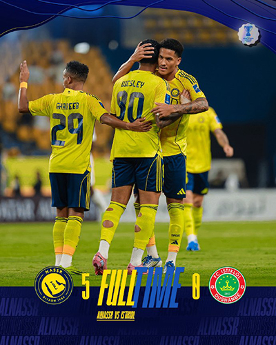 亚冠精英赛：利雅得胜利5-0杜尚别独立取亚冠开门红 加里卜1射2传