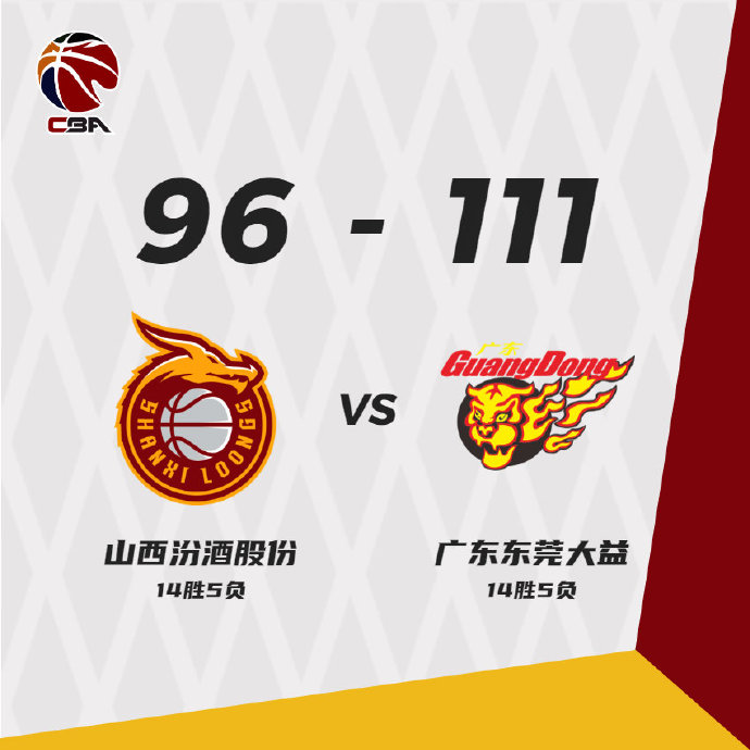 广东111-96终结山西 易建联23+20 威姆斯24+7+8 费尔德20+7+6
