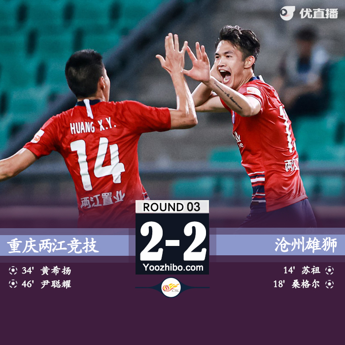 重庆2-2沧州 沧州开赛三轮难求一胜