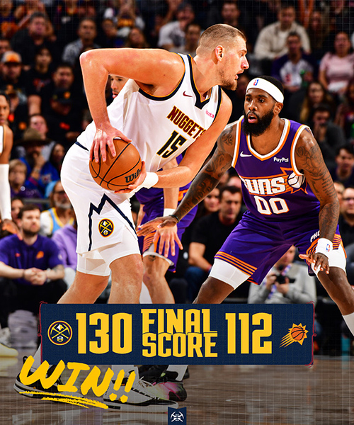 掘金130-112大胜太阳，  <a href=/qiuxinggengduo/lanqiugengduo/130.html target=_blank class=infotextkey>约基奇</a>26+9+10，布克24分