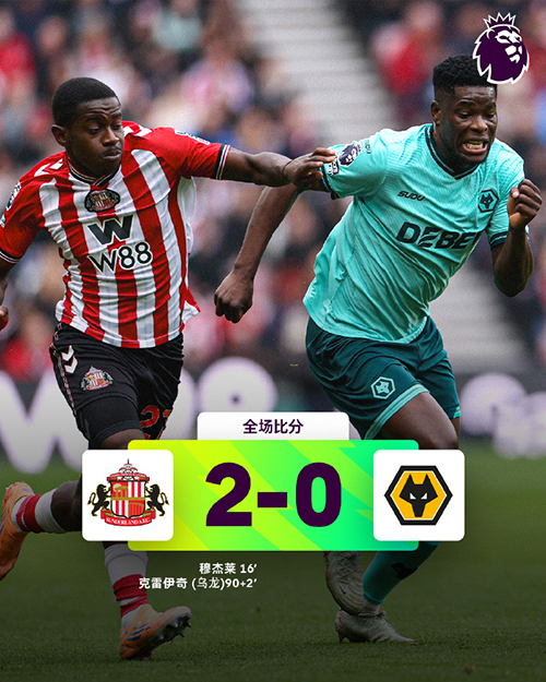 替补奇兵补时乌龙“助攻” 桑德兰2-0送狼队8轮不胜